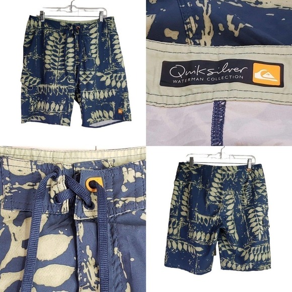 Quicksilver Waterman Mens Drawstring Closure Board Shorts Size 36 x 10 - Picture 1 of 14